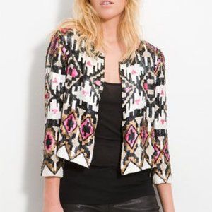 Stunning geometric beaded Sequin silk cardigan jacket by Parker
